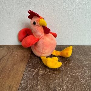 TY Beanie Baby Original Retired 1996 Red‎ Chicken Rooster Doodle